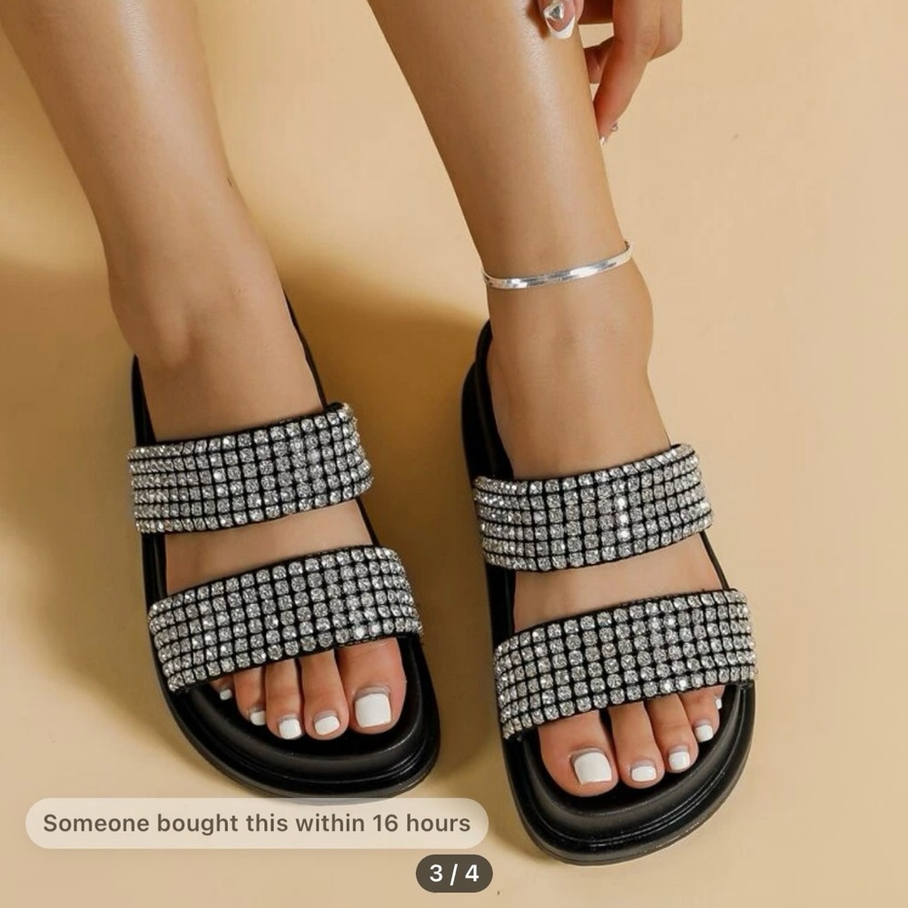 Rhinestone decor wedge slide